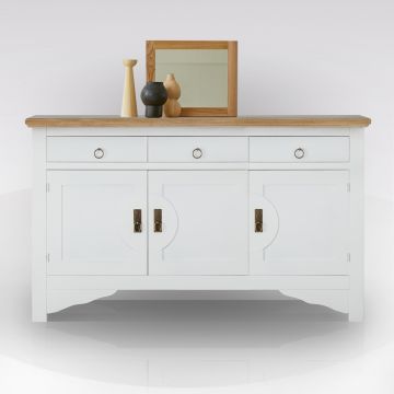 CREDENZA ART. 3961 COL.26 BIANCA CERATO CON TOP NATURALE