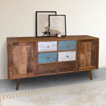 CREDENZA IN LEGNO DI MANGO CM 175X38 H. 88 BICOLORE