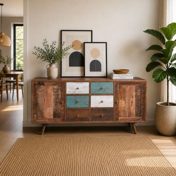 CREDENZA CM 175X38 H.88 LEGNO DI MANGO BICOLORE