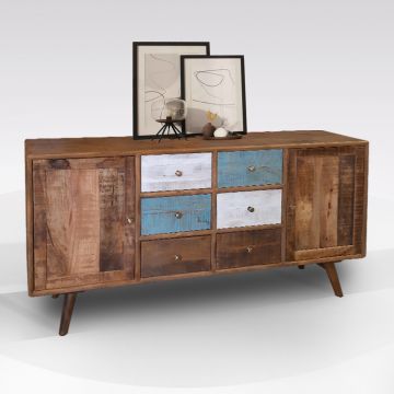 CREDENZA IN MANGO 2 ANTE E 6 CASSETTI