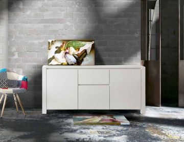 CREDENZA IN ABETE BIANCO SPAZZOLATO