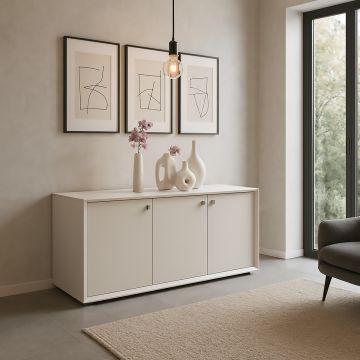 CREDENZA MOD. GIORNO PER GIORNO CM 155.6X45 H. 71.6 NUVOLA FRASSINO E TELE LISCIO