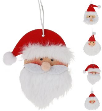 SET 3 PEDENTI CON BABBO NATALE IN FELTRO 7X8CM ASSORTITO