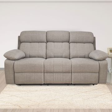 DIVANO 3 POSTI MOD. KEY CON RELAX ELETTRICO IN TESSUTO BEIGE