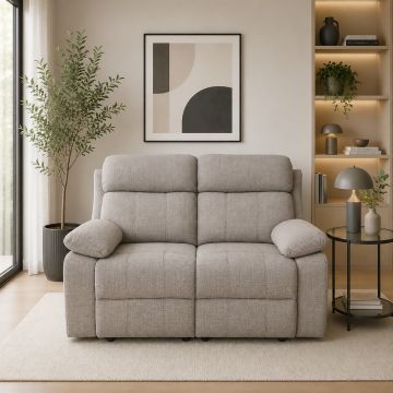 DIVANO 2 POSTI MOD. KEY CON RELAX ELETTRICO IN TESSUTO BEIGE