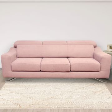 DIVANO 3P MOD. WINSON CON SEDUTE ESTRAIBILI IN TESSUTO ROSA