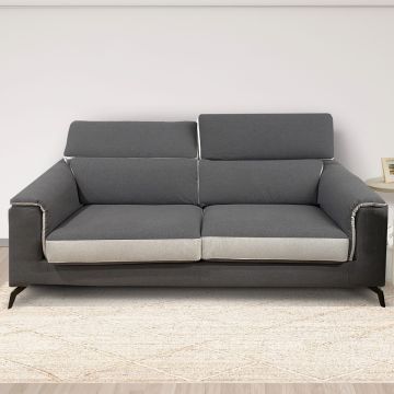 DIVANO 3 POSTI MOD. GWEN IN TESSUTO GRIGIO SCURO E SILVER
