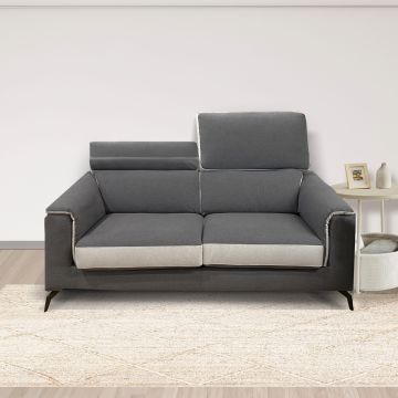 DIVANO 2 POSTI MOD. GWEN IN TESSUTO GRIGIO E SILVER