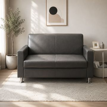 DIVANO 2 POSTI MOD. JACOPO IN ECOPELLE GRIGIO VINTAGE