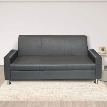 DIVANO 3 POSTI MOD. JACOPO IN ECOPELLE VINTAGE GRIGIO 