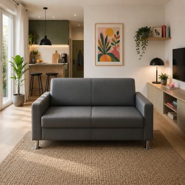 DIVANO 3 POSTI MOD. JACOPO IN ECOPELLE VINTAGE GRIGIO 