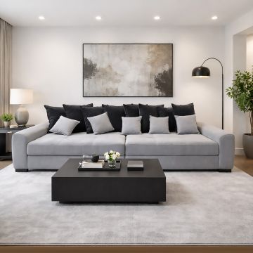 DIVANO 3 POSTI BIG MOD. FAMILY IN TESSUTO GRIGIO