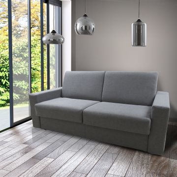 DIVANO LETTO ATENE CM 196 CON RETE ELETTROSALDATA IN TESSUTO GRIGIO  