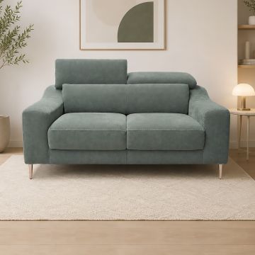 DIVANO 2 POSTI MOD. WINSON IN TESSUTO VERDE SALVIA CON SEDUTE ESTRAIBILI