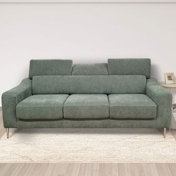 DIVANO MOD. WINSON 3 POSTI MAXI CON SEDUTE ESTRAIBILI IN TESSUTO VERDE SALVIA 