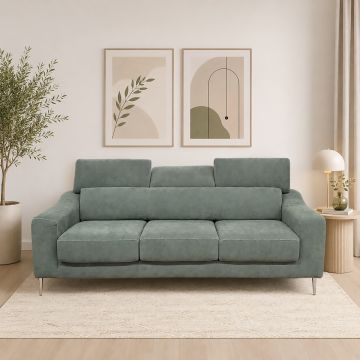 DIVANO MOD. WINSON 3 POSTI MAXI CON SEDUTE ESTRAIBILI IN TESSUTO VERDE SALVIA 