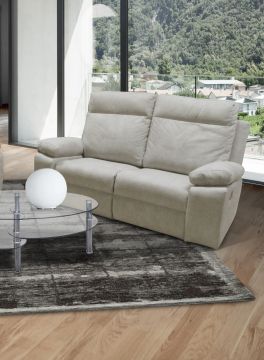 DIVANO 2 POSTI CON 2 RELAX MANUALI IN TESSUTO GRIGIO
