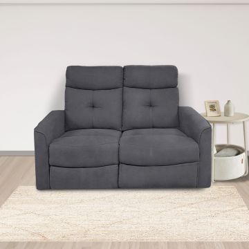 DIVANO 2 POSTI MOD. ENEA IN TESSUTO GRIGIO SCURO CON RELAX MANUALE 