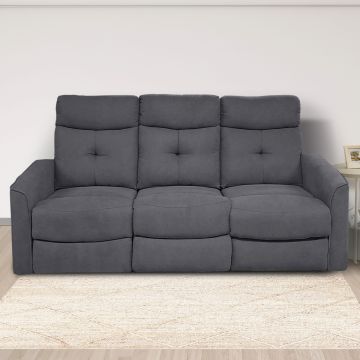 DIVANO 3 POSTI MOD. ENEA CON RELAX MANUALE IN TESSUTO GRIGIO SCURO 