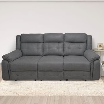 DIVANO 3 POSTI CON RELAX MANUALE IN TESSUTO GRIGIO