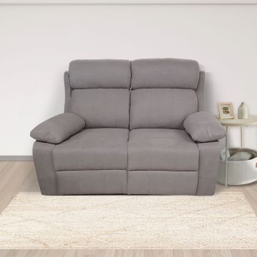 DIVANO 2 POSTI MOD. KEY IN TESSUTO GRIGIO CHIARO CON RELAX MANUALE
