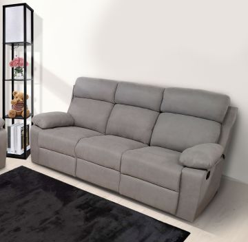 DIVANO 3P KEY CON RELAX MANUALE IN TESSUTO GRIGIO CHIARO