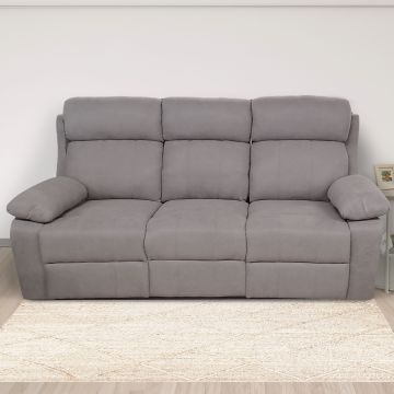 DIVANO 3 POSTI MOD. KEY CON RELAX MANUALE IN TESSUTO GRIGIO CHIARO