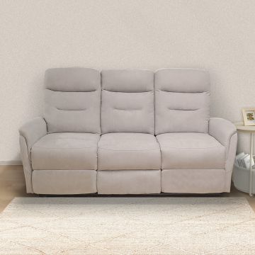 DIVANO 3 POSTI MOD. ACHILLE RECLINER MANUALE IN TESSUTO GRIGIO CHIARO 