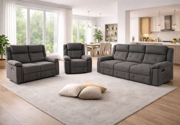 COMPOSIZIONE DIVANI E POLTRONA CON RELAX MANUALE IN TESSUTO