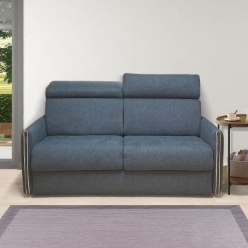 DIVANO LETTO 3 POSTI MOD. EVELYN CM 185 IN TESSUTO BLU CON RETE ELETTROSALDATA