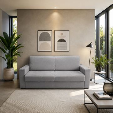 DIVANO LETTO MOD. CITY CM 195 IN TESSUTO GRIGIO CON RETE ELETTROSALDATA