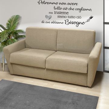 DIVANO LETTO ELISABETH CM 195 CON RETE ELETTROSALDATA IN TESSUTO BEIGE