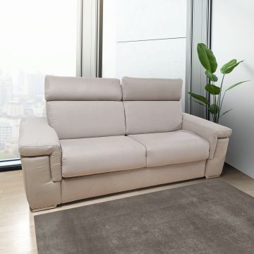 DIVANO LETTO IRIS CM 220 CON RETE ELETTROSALDATA IN TESSUTO BEIGE