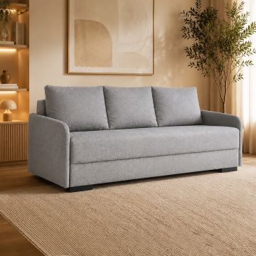 DIVANO LETTO MOD. BETTA CM 200 IN TESSUTO GRIGIO CON CARRELLO ESTRAIBILE