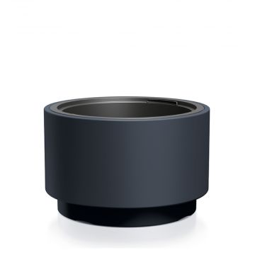 Vaso Per Piante Lofly Con Sottovaso, Serie Lofly Bordato, Altezza 14,5 Cm, Colore Antracite, Resistente Al Gelo E Ai Raggi UV, Per Interni Ed Esterni