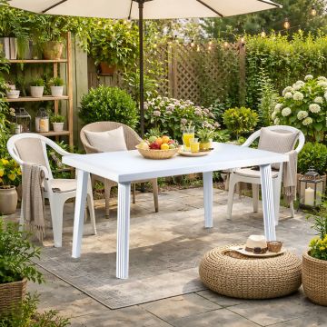 TAVOLO DA ESTERNO MOD. DOMINGO CM 130X75 H.72 IN POLIPROPILENE BIANCO