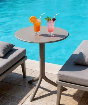 NARDI OUTDOOR - TAVOLO REGOLABILE MOD. SPRITZ DIAM. CM 60.5 POLIPROPILENE TORTORA