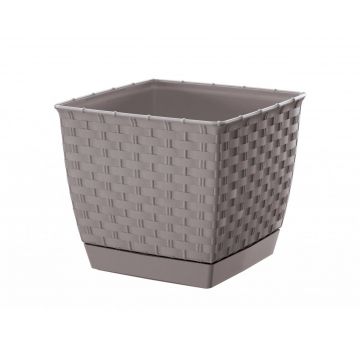 VASO QUADRATO RATOLLA 14,5X14,5X12,6CM MOCCA  