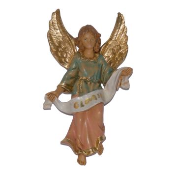 STATUINA ANGELO CON FESTONE GLORIA TINTO LEGNO H. 13CM 