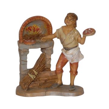 PIZZAIOLO CON FORNO A LEGNA MOD. LUX IN PVC EFFETTO LEGNO H 13CM