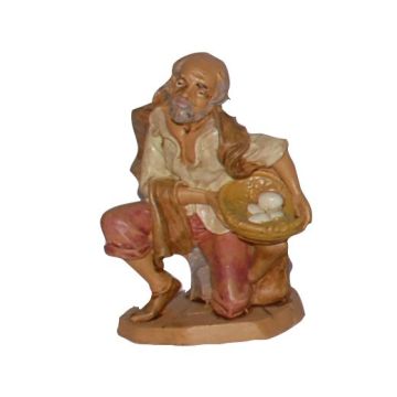 PASTORE IN GINOCCHIO CON UOVA MOD. LUX IN PVC EFFETTO LEGNO H 10CM