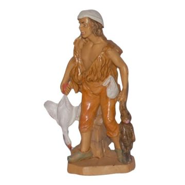 PASTORE CON DONO ANIMALI MOD. LUX  IN PVC EFFETTO LEGNO H 10CM