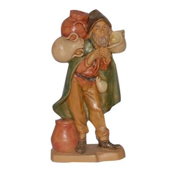 PASTORE CON DONO ANFORE MOD. LUX  IN PLASTICA EFFETTO LEGNO H 10CM