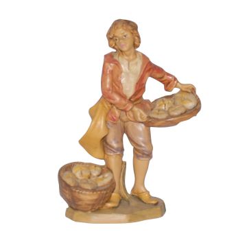 PASTORE CON CESTE DI PANE MOD. LUX  IN PLASTICA EFFETTO LEGNO H 10CM