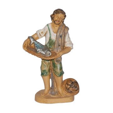 PESCIVENDOLO CON CESTO MOD LUX IN PLASTICA EFFETTO LEGNO H 10 CM