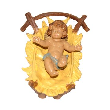 GESU' BAMBINO CON CULLA MOD LUX IN PVC EFFETTO LEGNO H 16CM