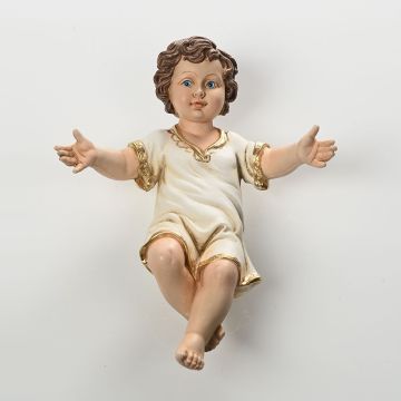 GESU' BAMBINO VESTITO IN PVC CON OCCHI DI RESINA H. 20CM