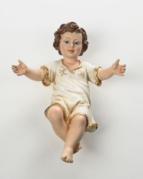 GESU' BAMBINO VESTITO IN PVC CON OCCHI DI RESINA H. 25CM