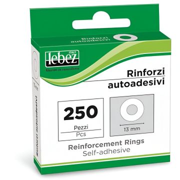LEBEZ - CONFEZIONE CON 250PZ ANELLI ADESIVI RINFORZANTI BIANCHI 