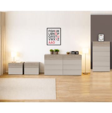 GRUPPO LETTO MOD. FAVORITA CASHMERE OPACO E ROVERE GESSATO 
